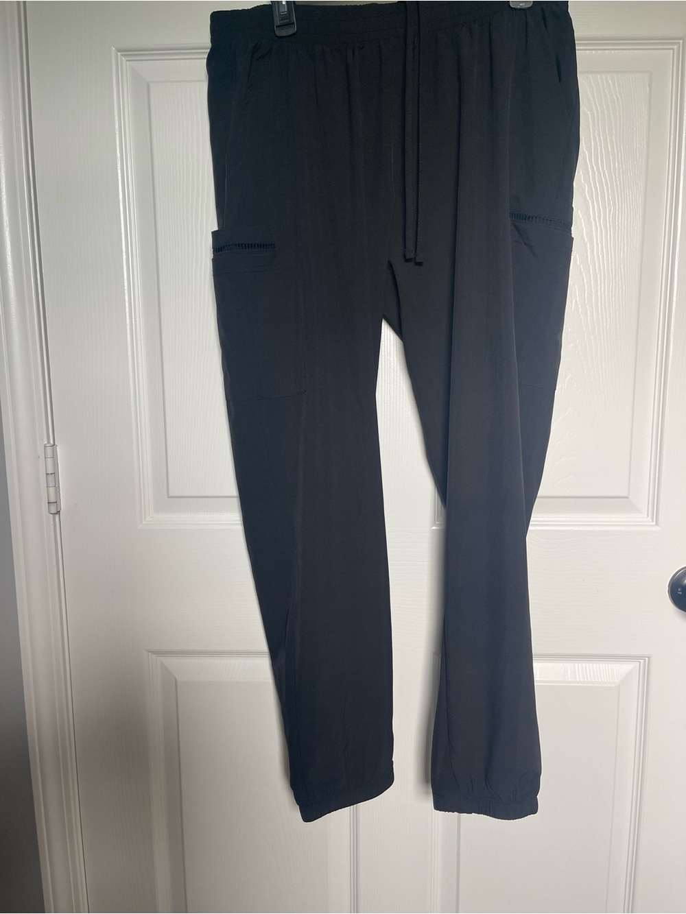Black Scrubs with Side Patch Pockets Drawstring Workwear Size XL
